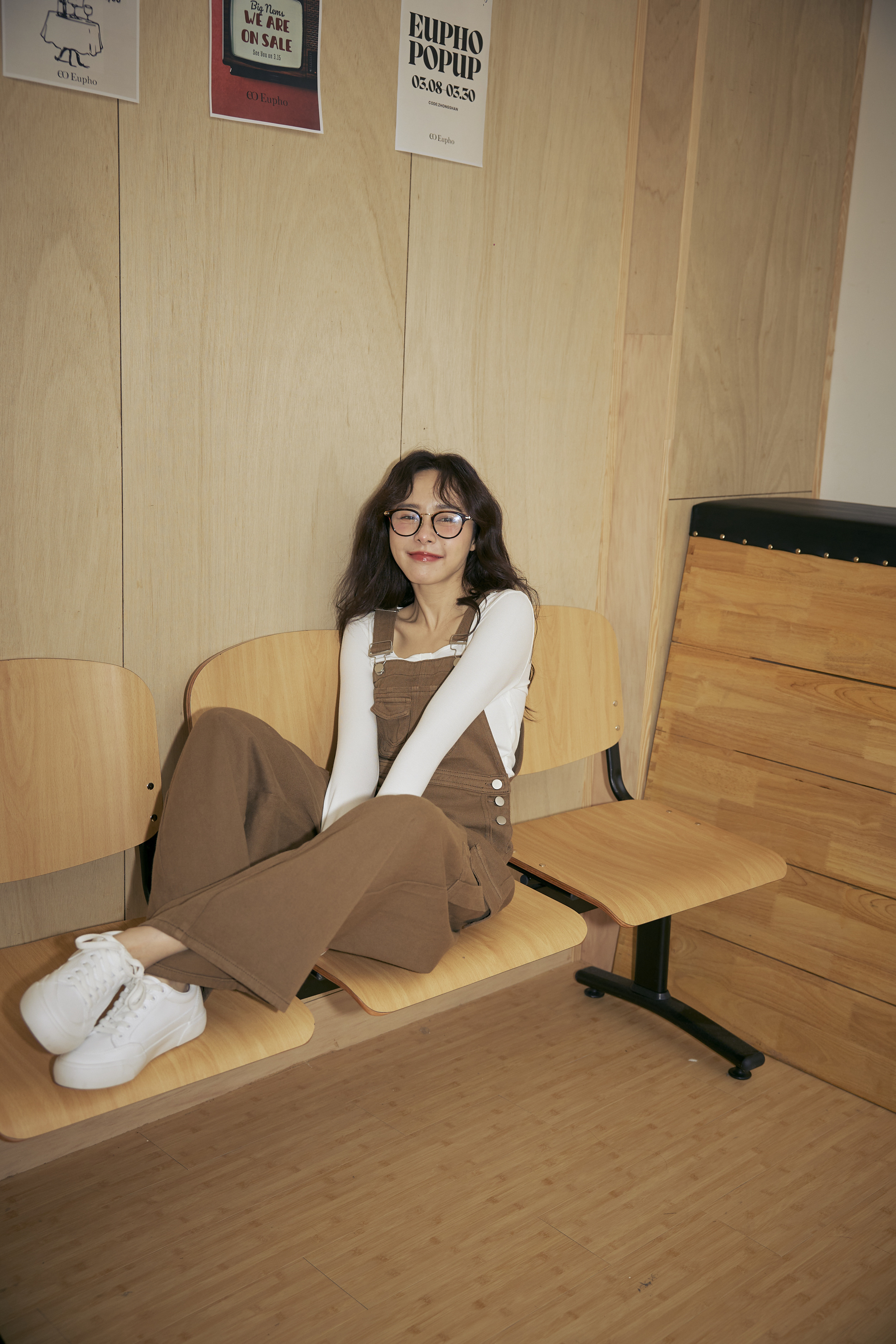 可愛棕熊厚磅吊帶寬褲