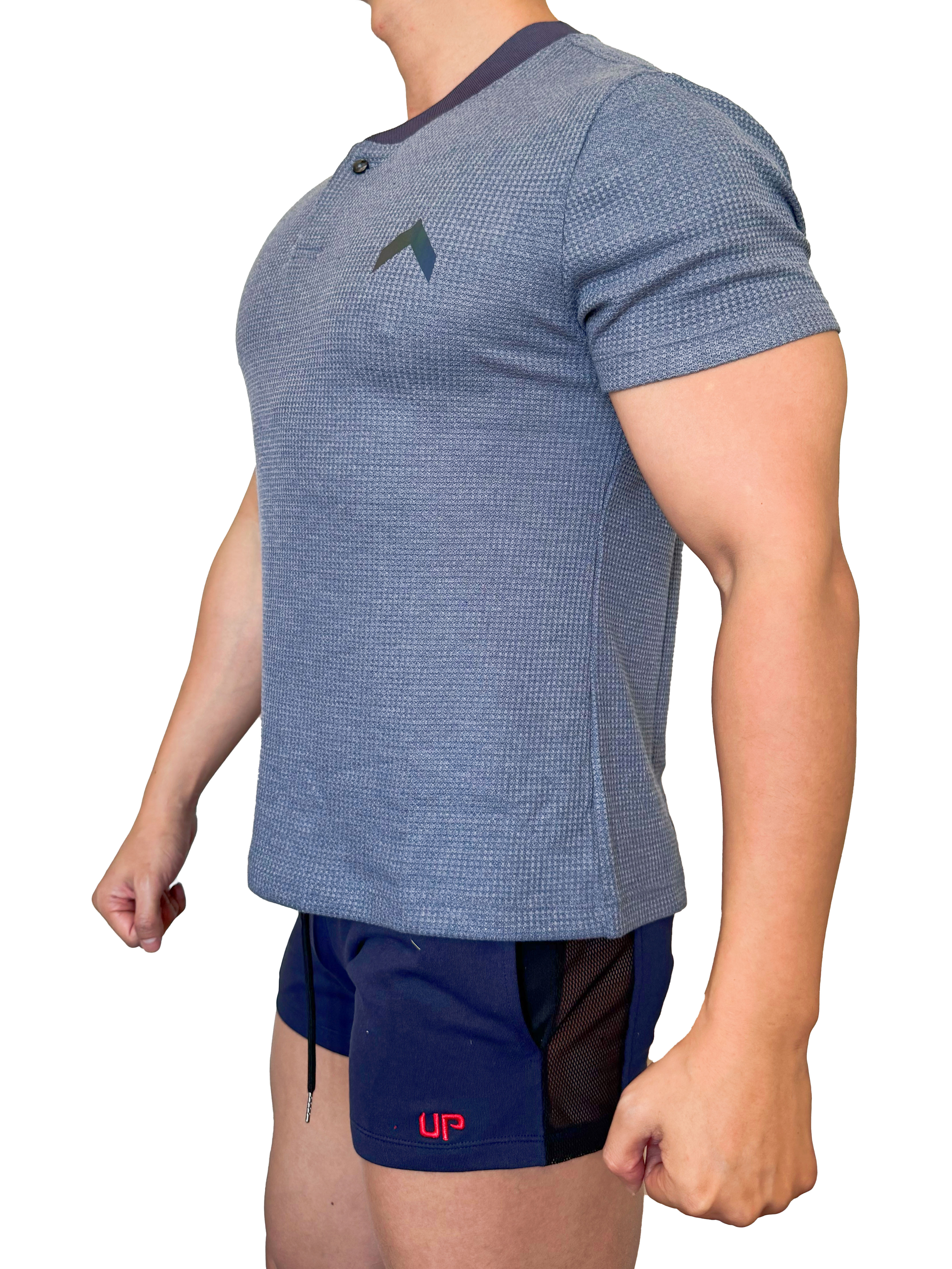 2025 全新系列 - GYMUP 窩夫格訓練Tee 05 灰藍