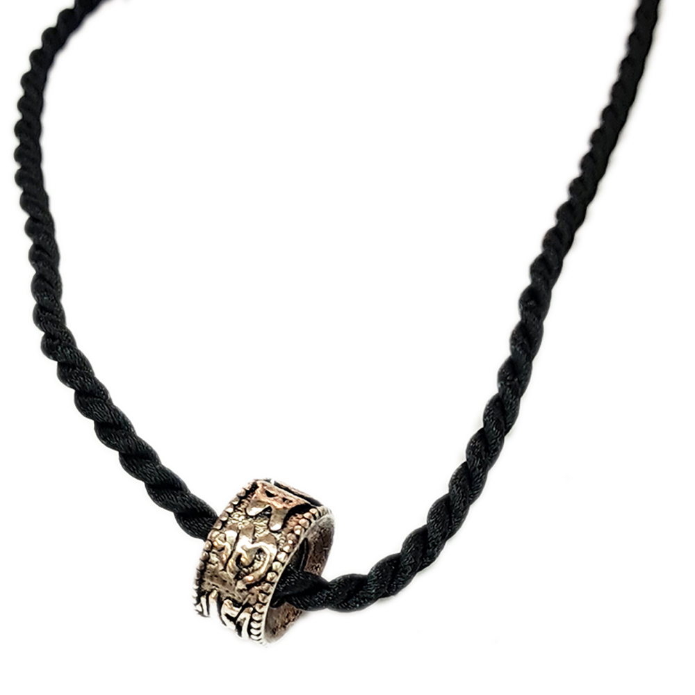 六字真言{925銀}銀環+黑繩項鍊【十方】139547