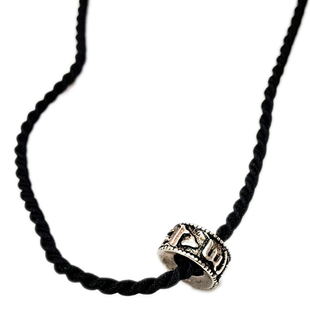 六字真言{925銀}銀環+黑繩項鍊【十方】139547