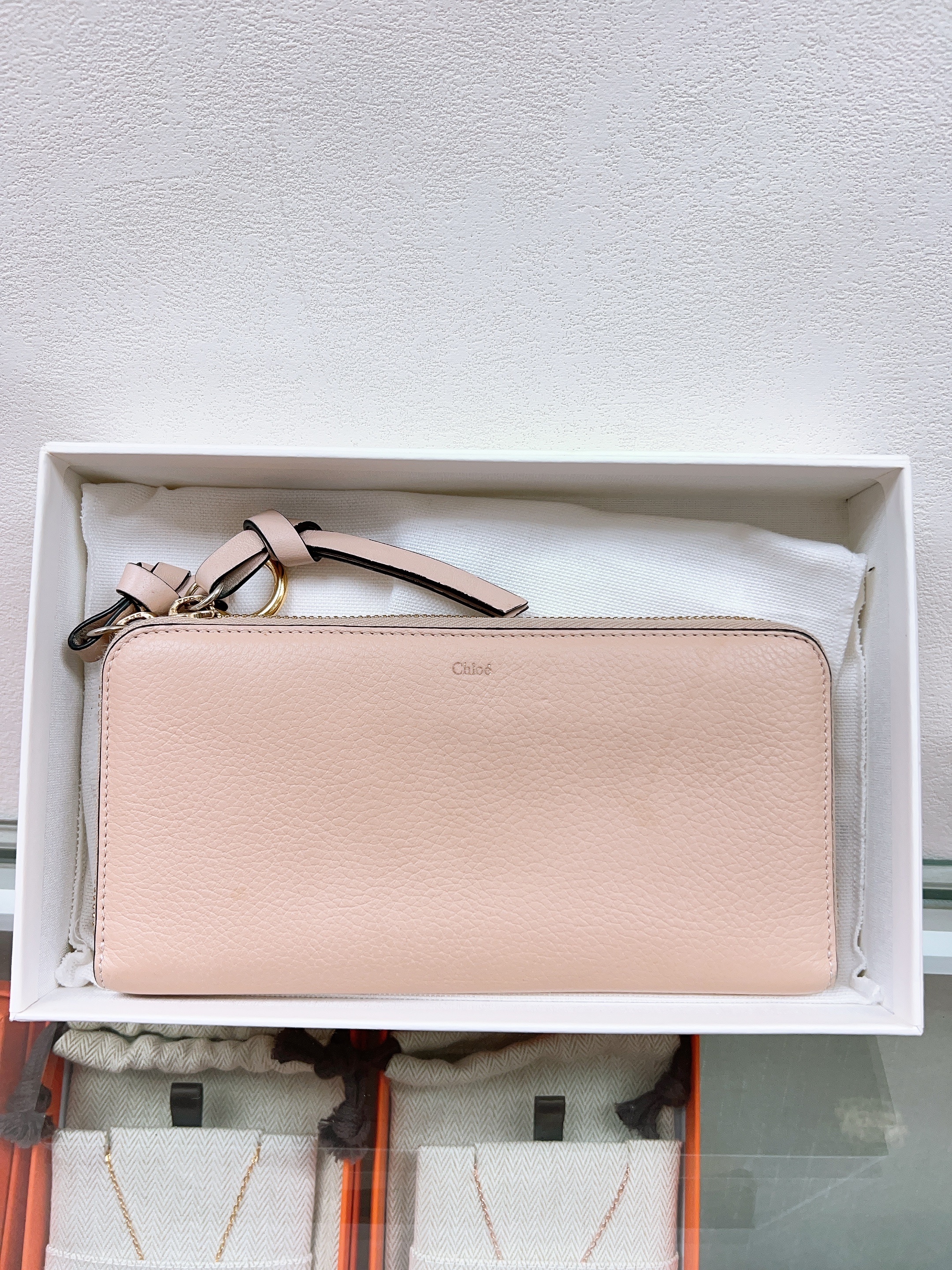 Chloe long wallet beige pink