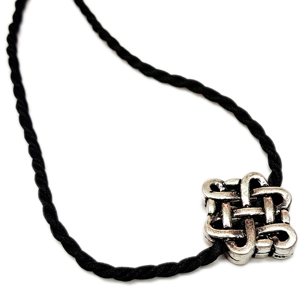 吉祥結{925純銀}&黑繩項鍊【十方】140444