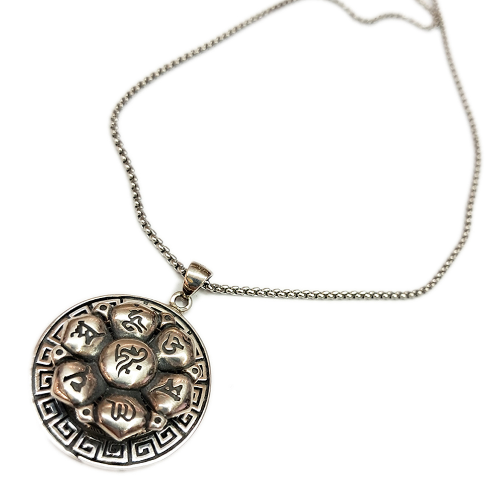 六字真言 轉運咒輪{925純銀} 墜飾&鈦鋼項鍊【十方】146785