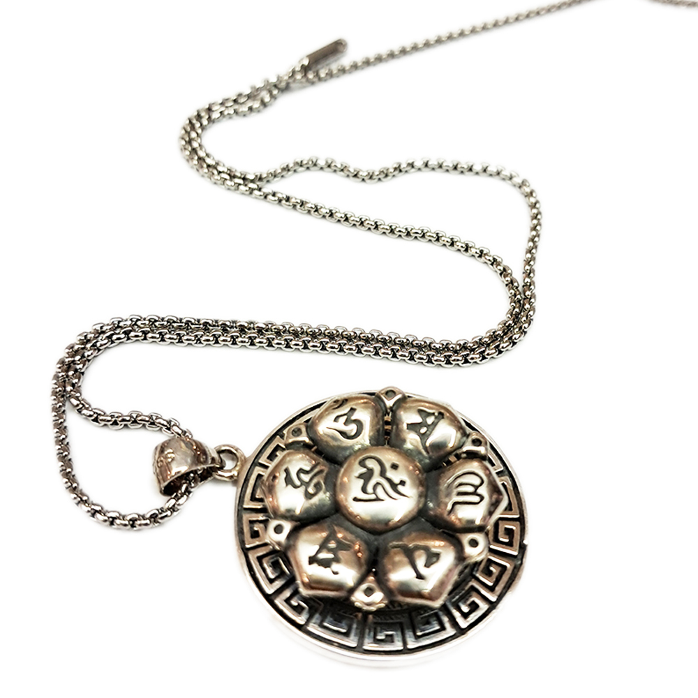 六字真言 轉運咒輪{925純銀} 墜飾&鈦鋼項鍊【十方】146785