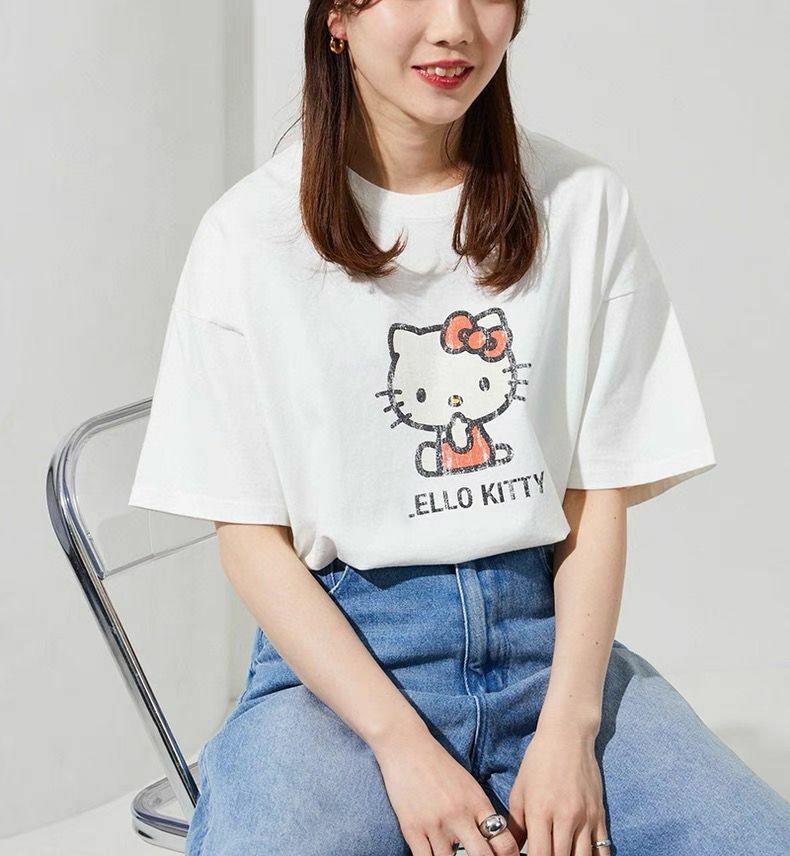 夏日胸前卡通圖案純棉TEE