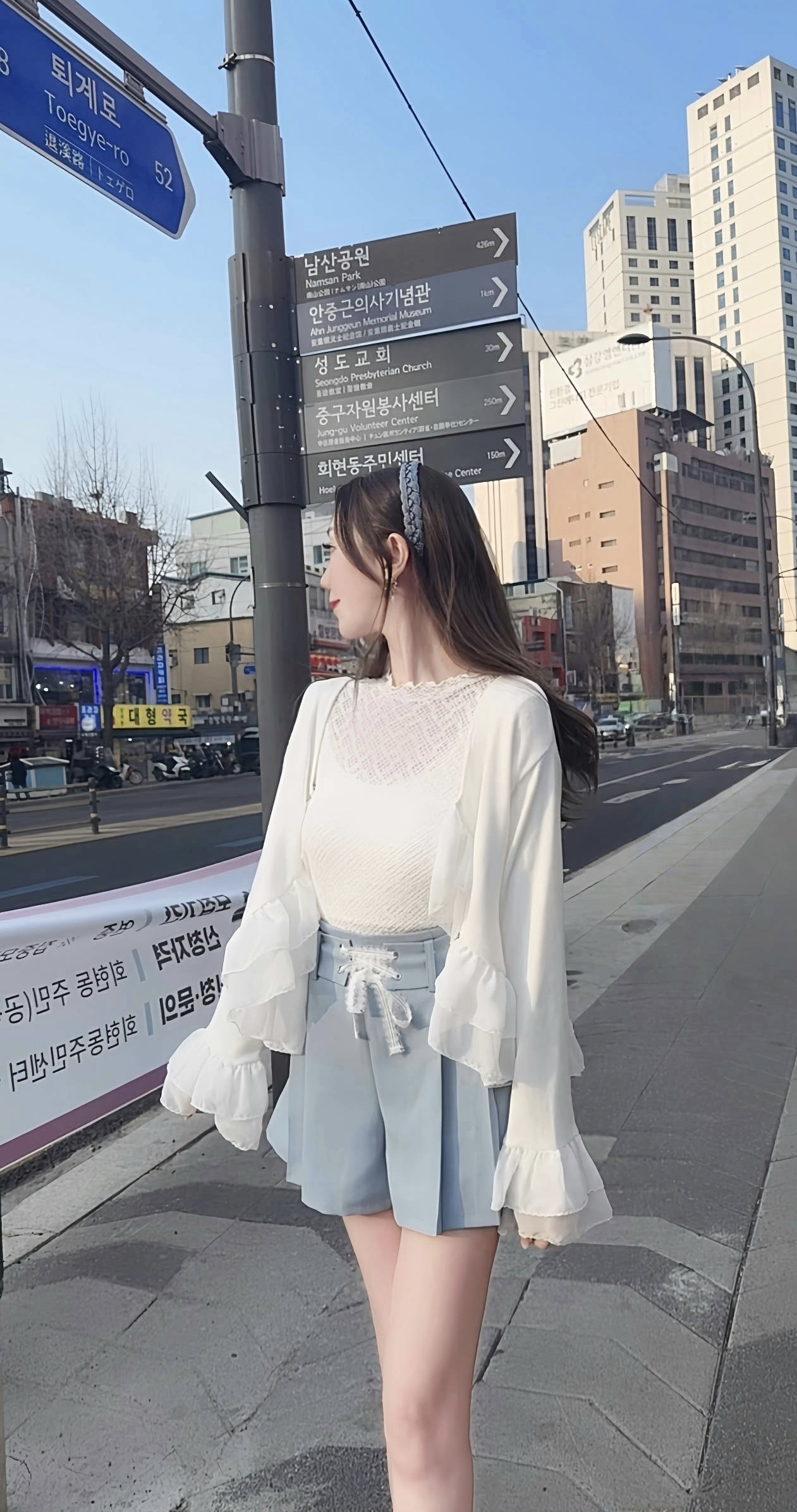 *BJ2 MADE SERIES* THE MILKY WHITE DUO RUFFLE MODAL OUTER KR 0320