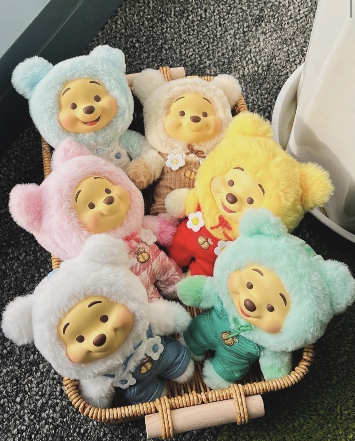 迪士尼 正版授權 小熊維尼 糖果熊系列 糖膠毛絨公仔 燈芯絨 牛仔布 帆布 公仔 盲盒 6+1款/預購