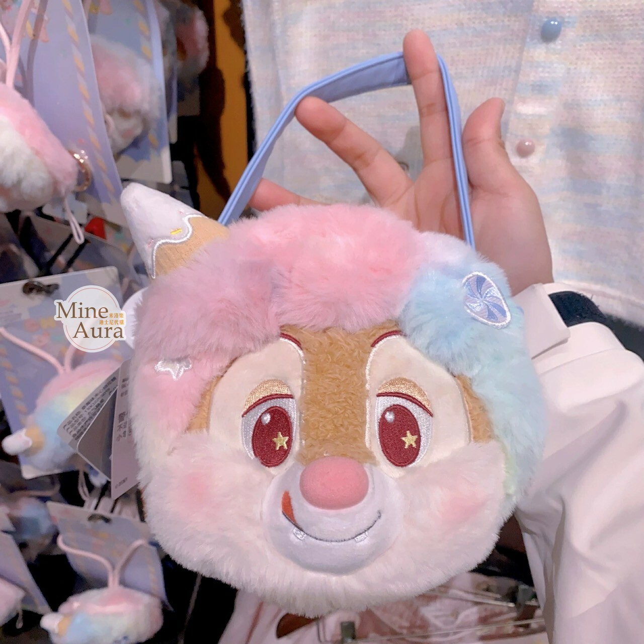 奇奇蒂蒂 Chip 'n Dale 棉花糖系列 紅鼻 蒂蒂 Dale 大頭造型 斜背 小包 -上海迪士尼樂園