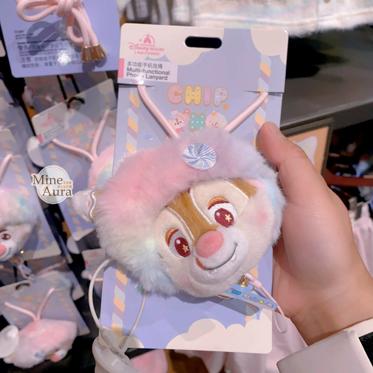 奇奇蒂蒂 Chip 'n Dale 棉花糖系列 紅鼻 蒂蒂 Dale 大頭造型 手機掛繩包 -上海迪士尼樂園