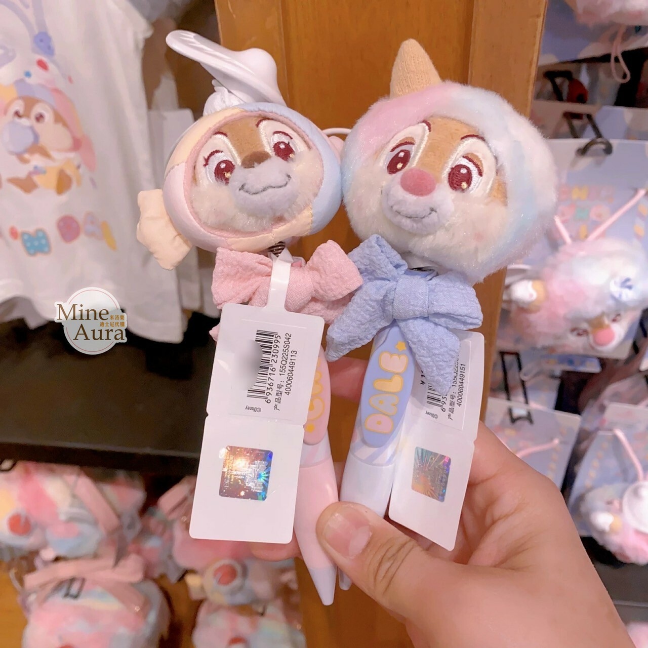 奇奇蒂蒂 Chip 'n Dale 棉花糖系列 絨毛大頭搖頭 圓珠筆 -上海迪士尼樂園