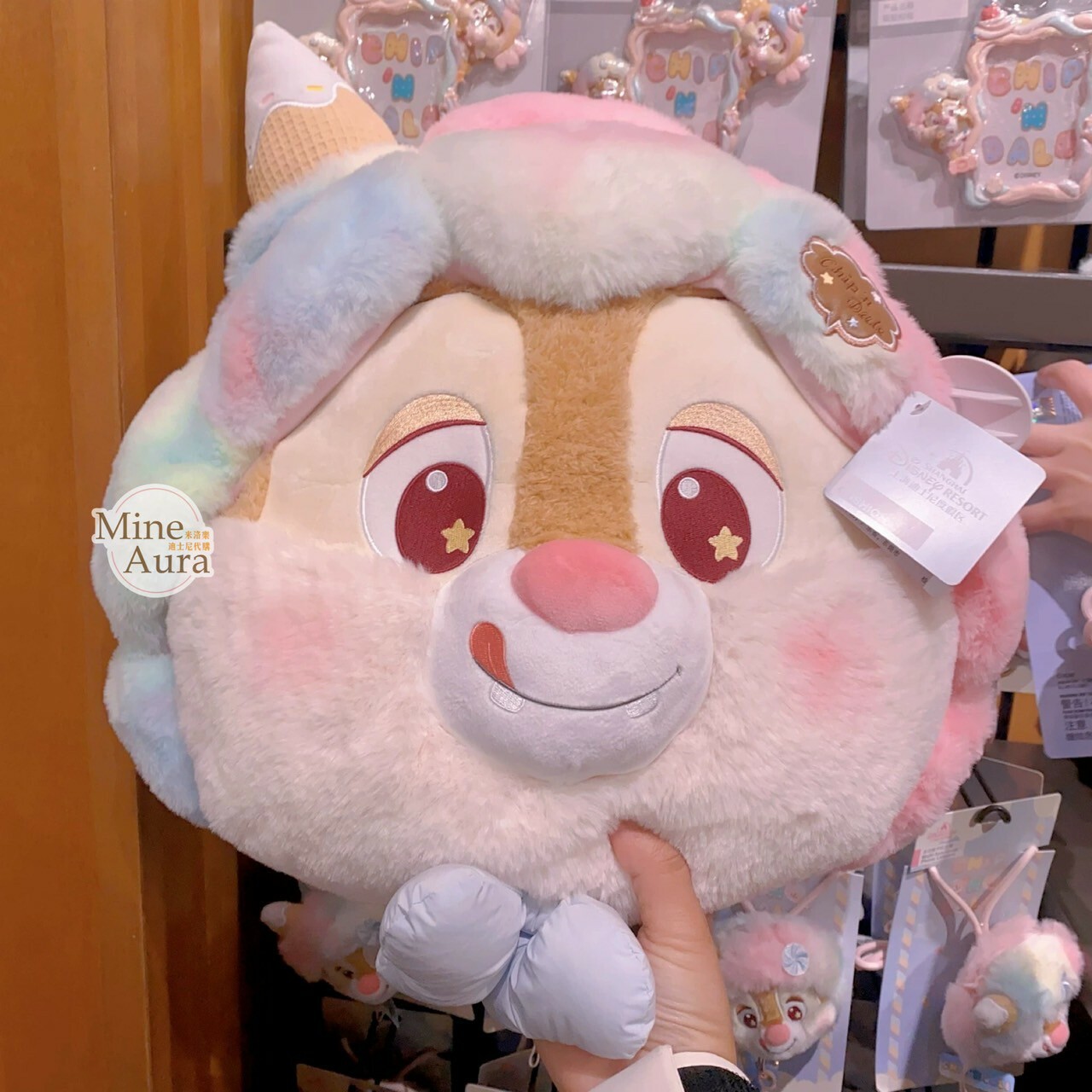 奇奇蒂蒂 Chip 'n Dale 棉花糖系列 紅鼻 蒂蒂 Dale 大頭 抱枕 靠墊 枕頭 -上海迪士尼樂園