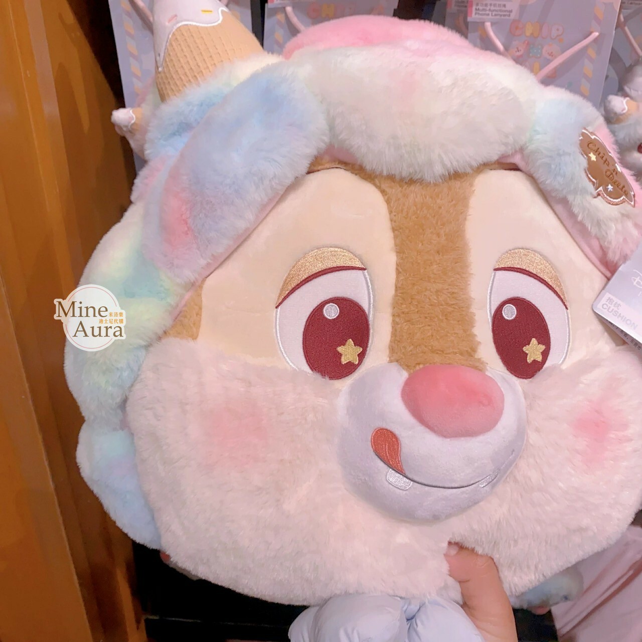 奇奇蒂蒂 Chip 'n Dale 棉花糖系列 紅鼻 蒂蒂 Dale 大頭 抱枕 靠墊 枕頭 -上海迪士尼樂園