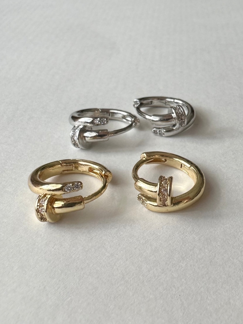 S925 cross loop hoop pierce