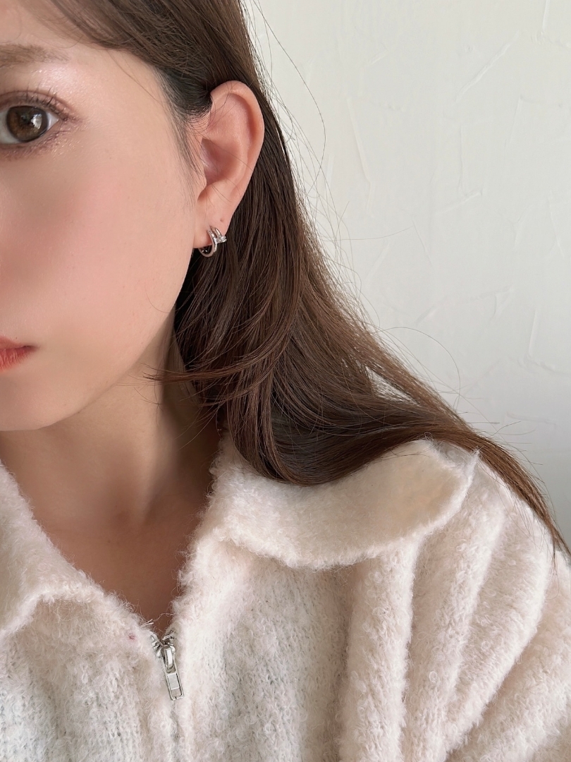 S925 cross loop hoop pierce