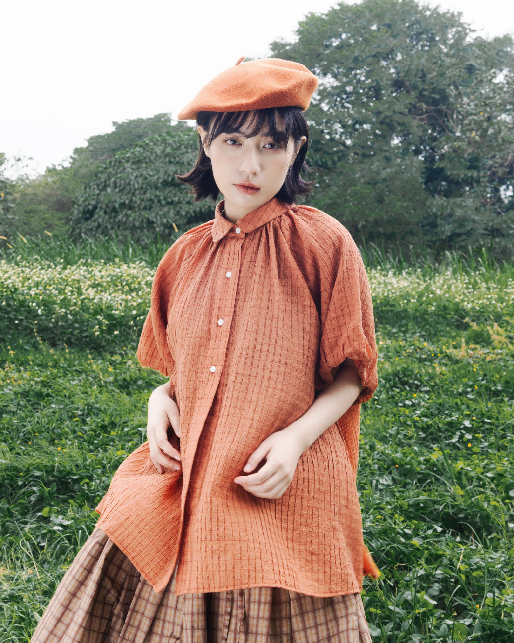 【 Kiki.co made 】 princess wrinkles top - orange