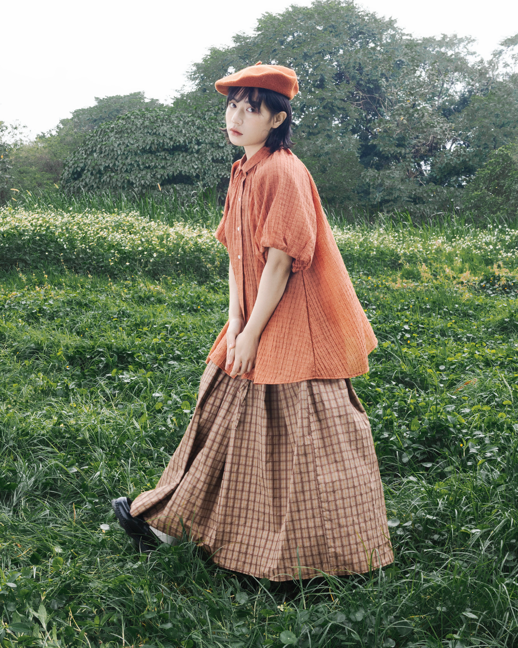 【 Kiki.co made 】 princess wrinkles top - orange