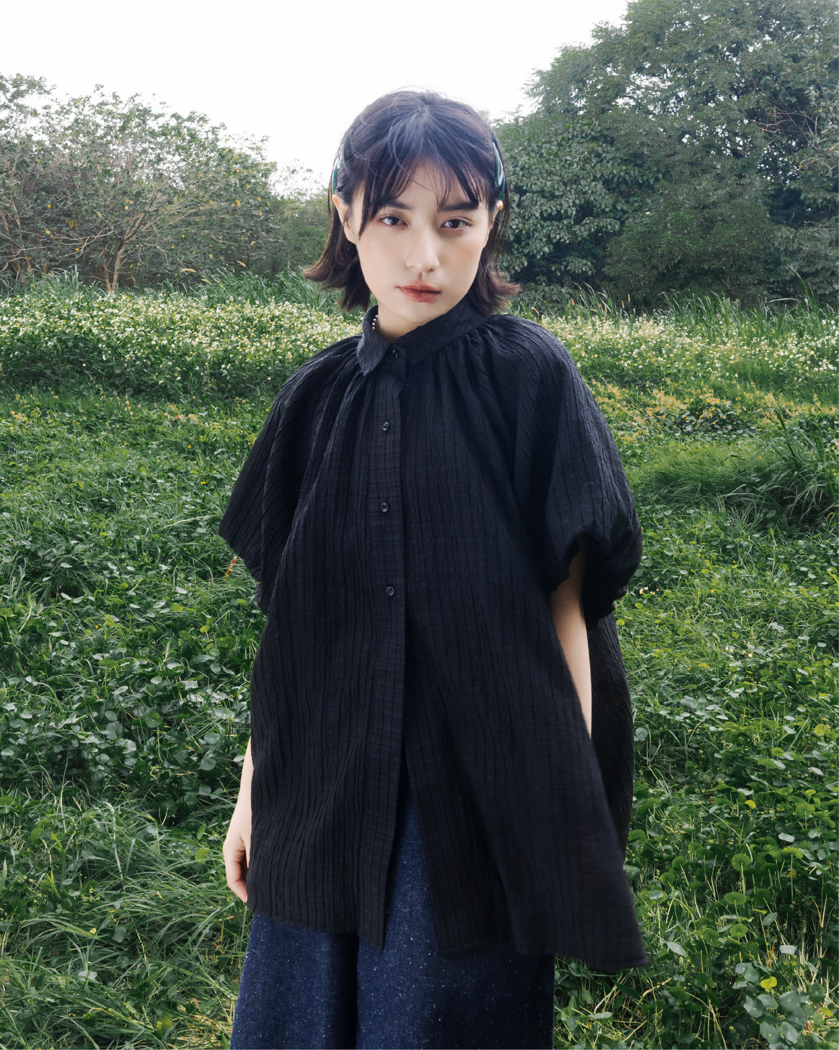 【 Kiki.co made 】princess wrinkles top - black