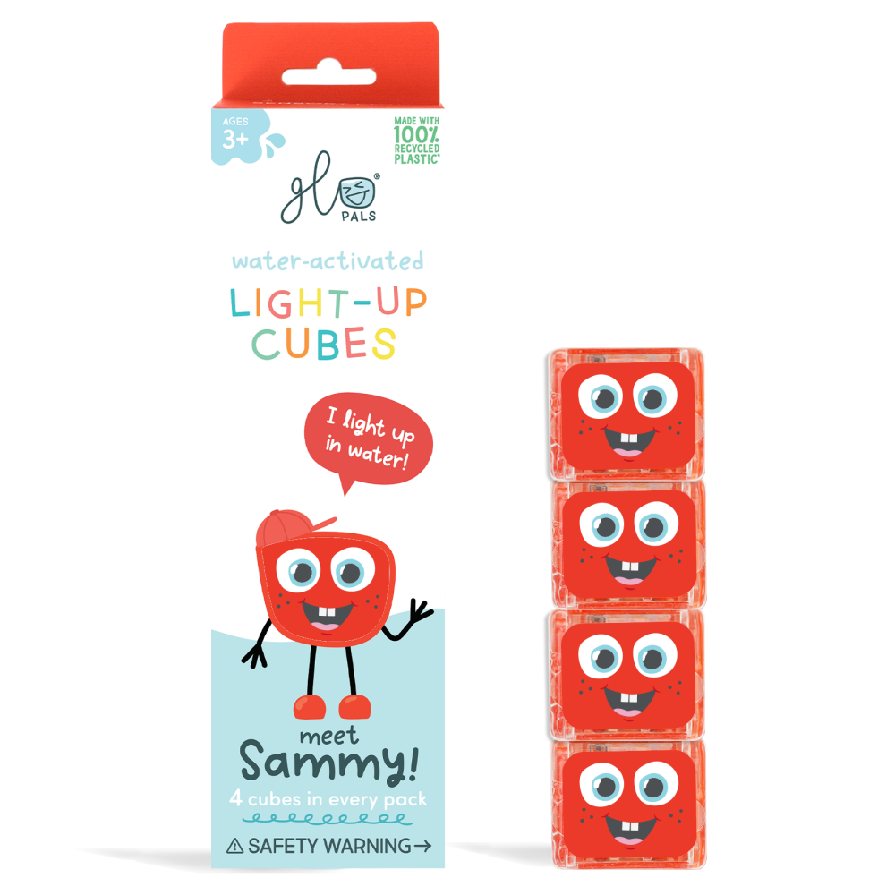 【Glo Pals】Bath Toy | Fiery Red Light-Up Cubes (Set of 4)