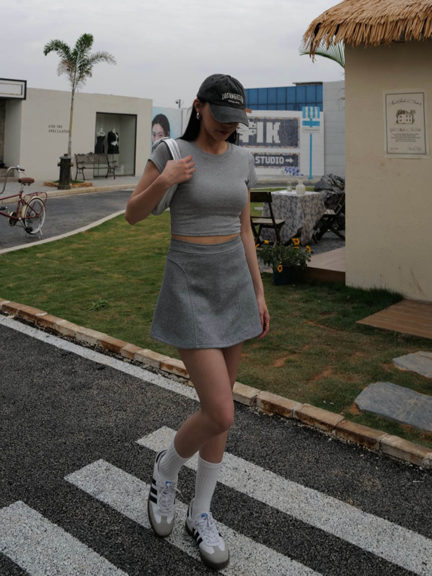 美式時髦辣妹休閒運動A字裙*3色