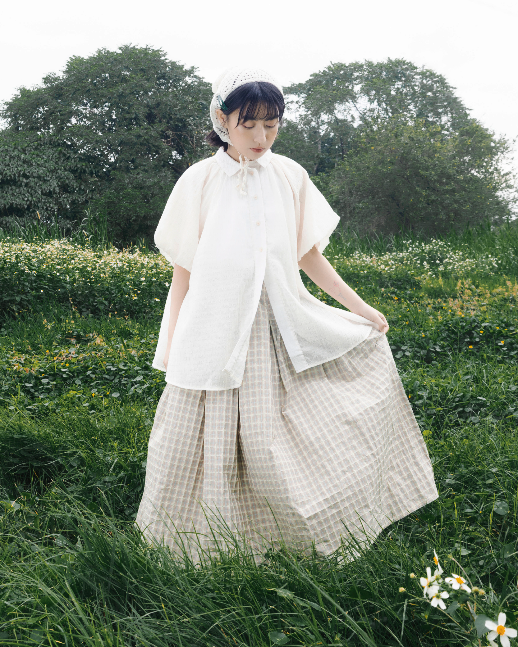 【 Kiki.co made 】summer lattice texture skirt - yellow