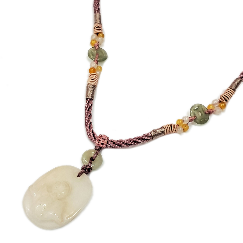 福在眼前{白玉}中國結項鍊【十方】123441