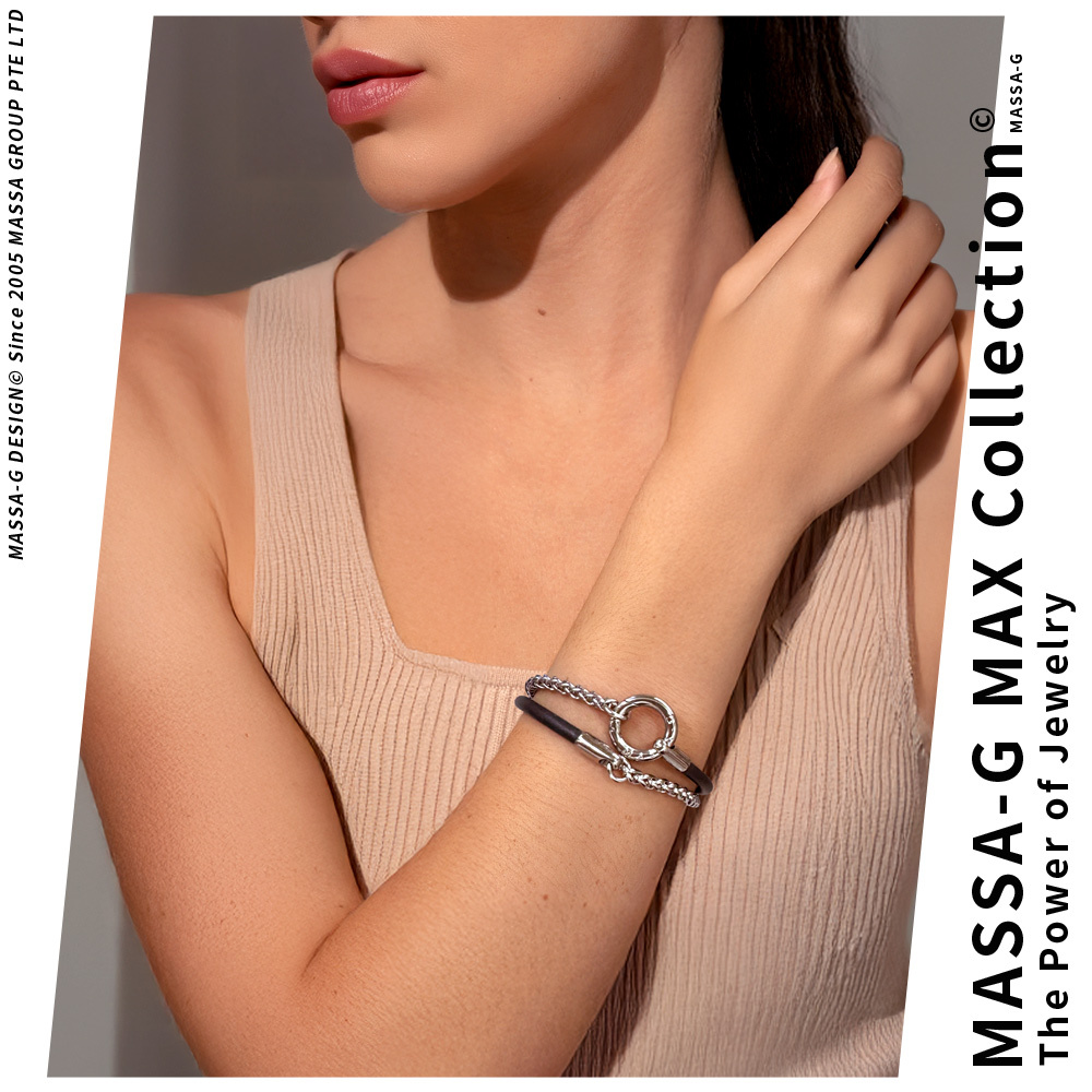 MASSA-G【極光之環 Aurora Loop】鍺鈦能量搭白鋼手環-4mm