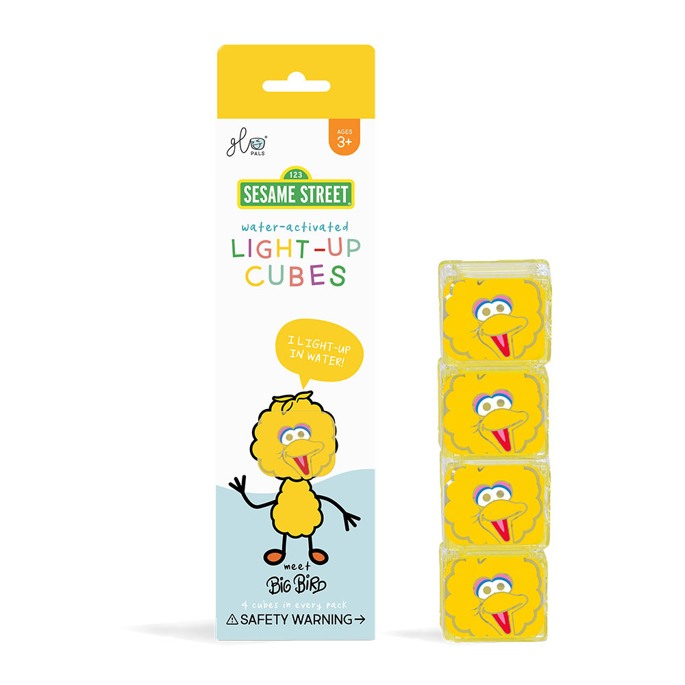 【Glo Pals】Bath Toy | Sesame Street Big Bird | Light-Up Cubes (Set of 4)