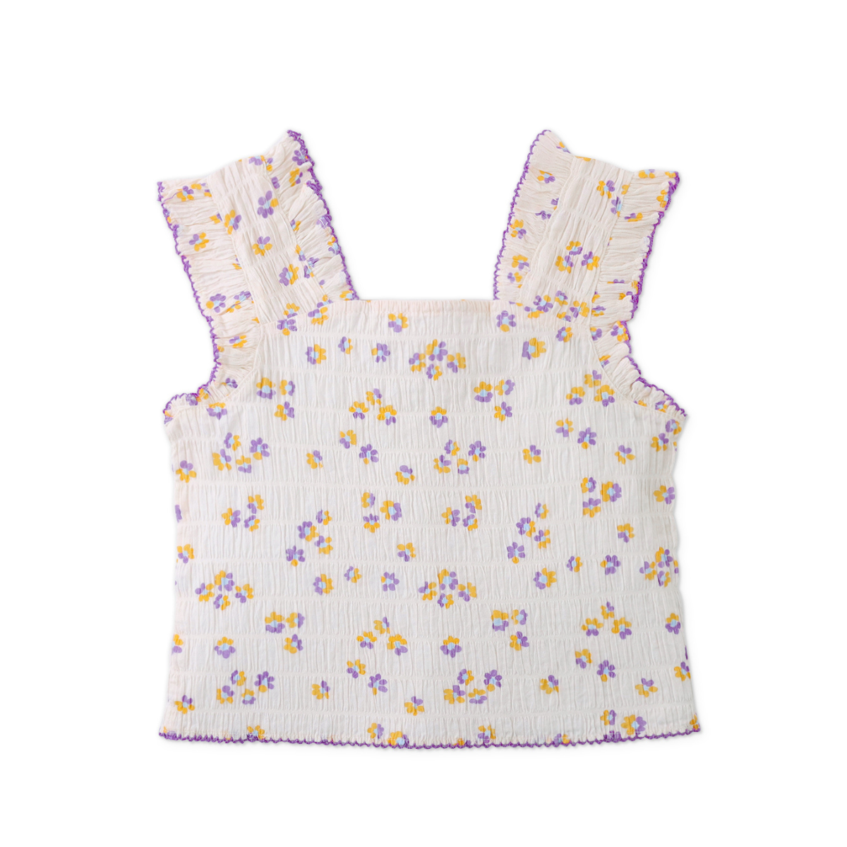 〖 Gingersnaps 〗白色紫黃花朵背心上衣