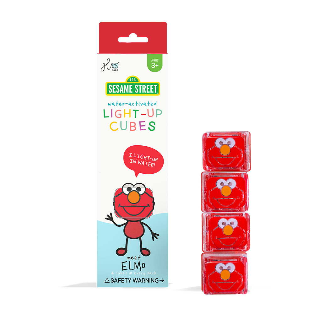 【Glo Pals】Bath Toy | Sesame Street Elmo | Light-Up Cubes (Set of 4)