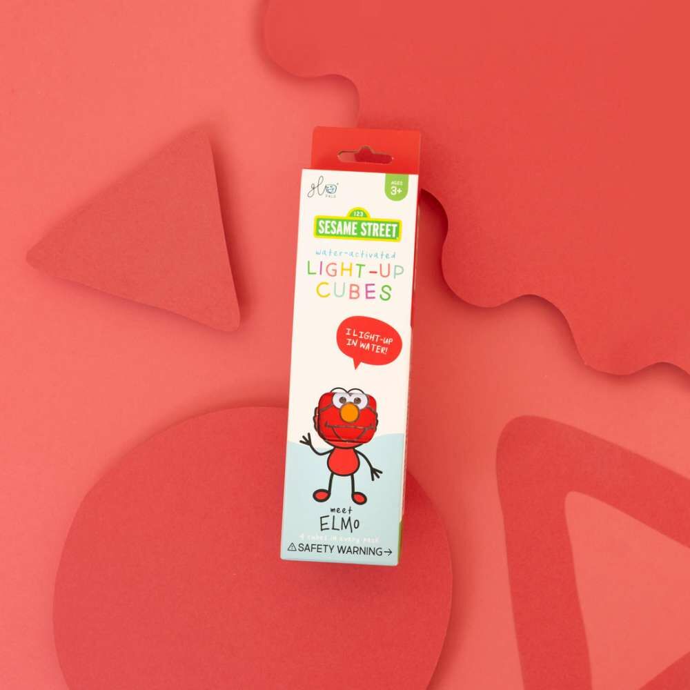 【Glo Pals】Bath Toy | Sesame Street Elmo | Light-Up Cubes (Set of 4)