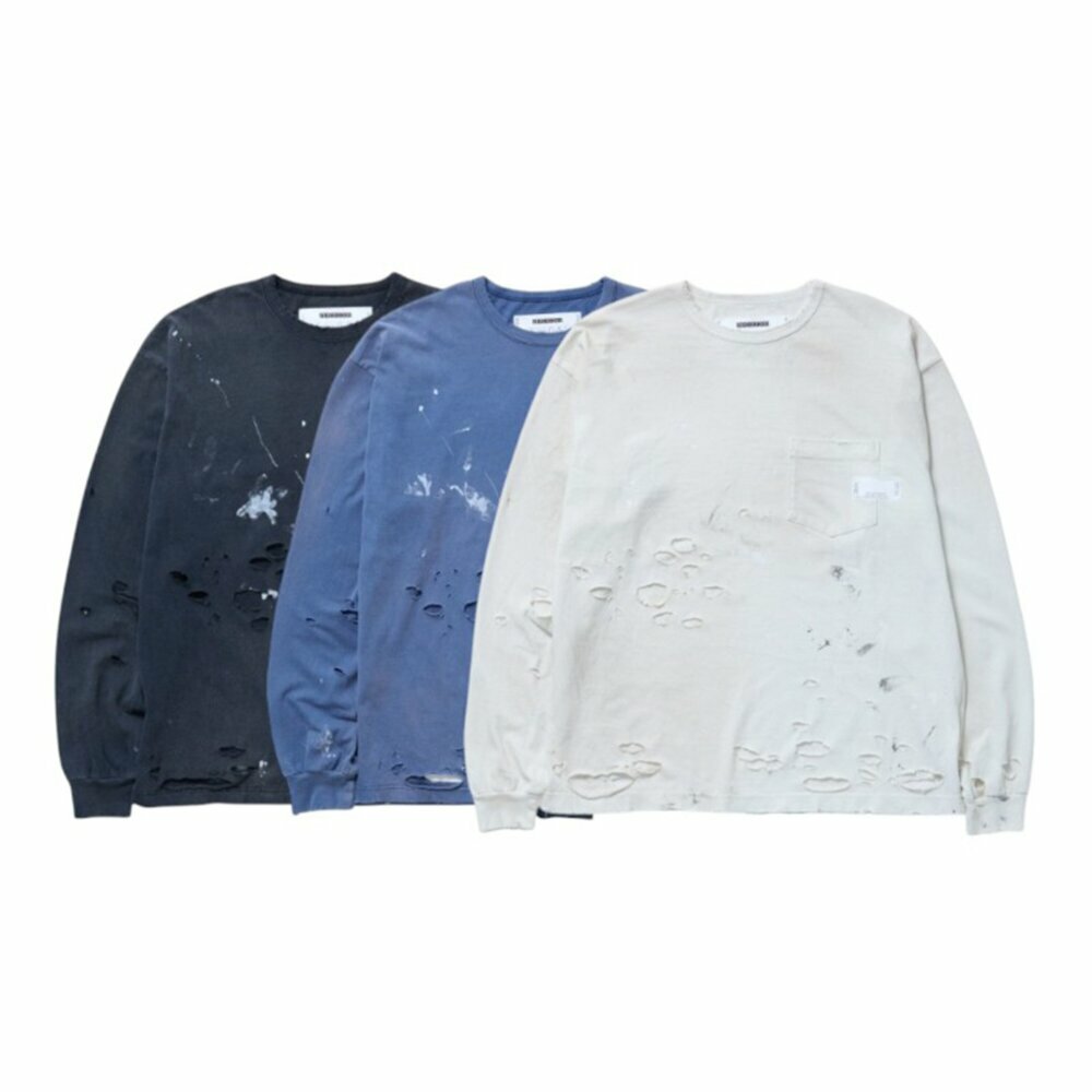 Neighborhood 2025SS SAVAGE CREWNECK 長袖 黑/藍/米白 251OKNH-CSM05