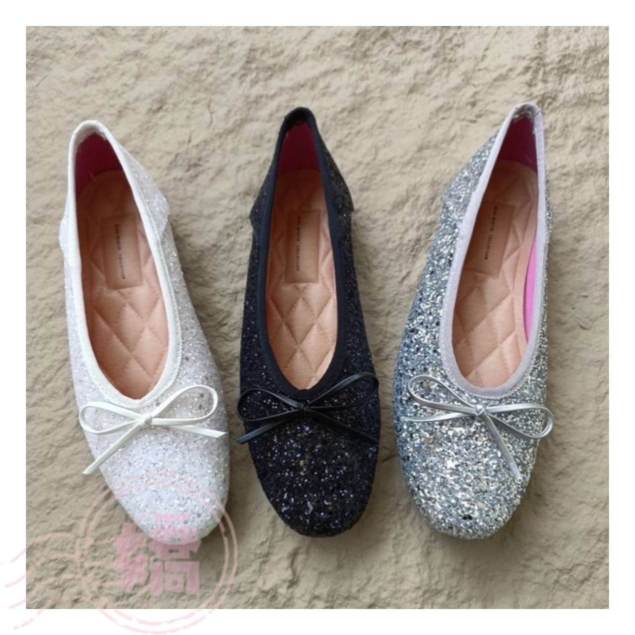 T27033金蔥蝴蝶結娃娃鞋(黑'白'銀)(225'230'235'240'245'250'255'260)