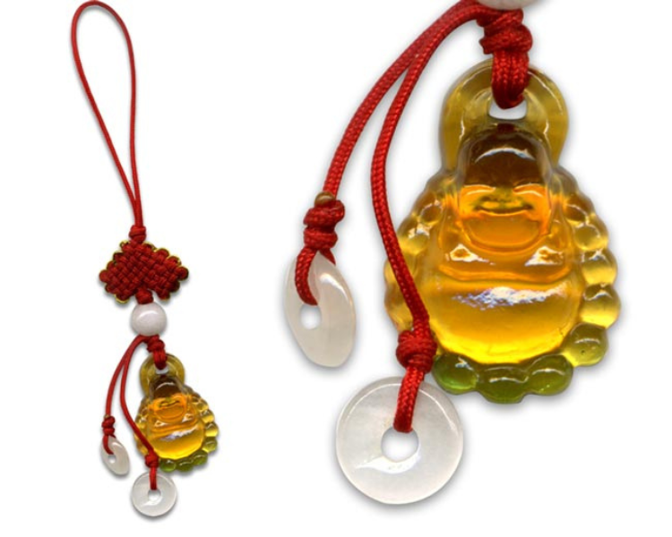 鹿港窯水晶琉璃|彌勒佛小吊飾 笑口常開福壽綿長開運納福