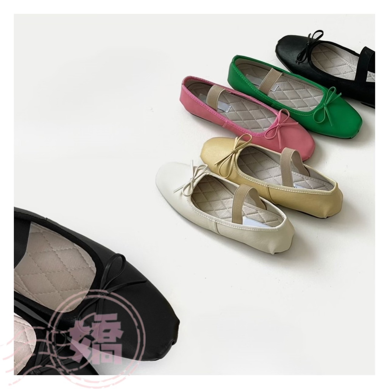 T27035糖果色蝴蝶結瑪麗珍平底鞋(黑'白'黃'綠'粉)(225'230'235'240'245'250'255'260)