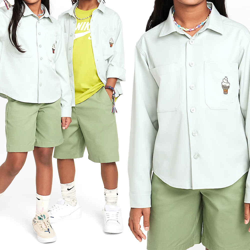 Nike SB LS Top GFX 大童 童裝 藍色 運動 休閒 襯衫 上衣 小朋友 長袖 HF8798-034