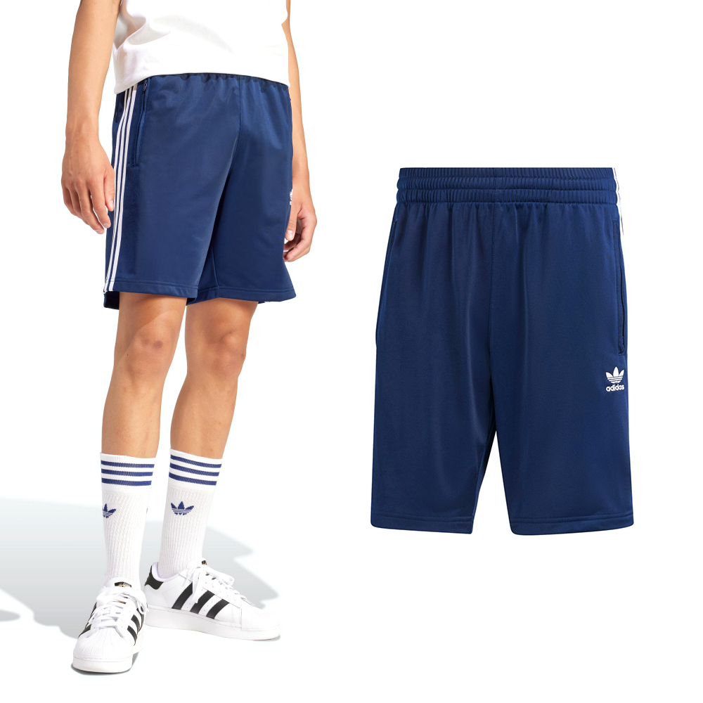 Adidas Firebird Short 男款 藍色 運動 休閒 亞規 刺繡 三葉草 撞色 三線 短褲 IM9422