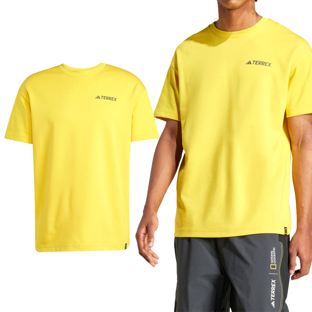 Adidas NG U AR B GFX T 男款 女款 黃色 運動 休閒 中性 國家地理 亞規 短袖 JD5955