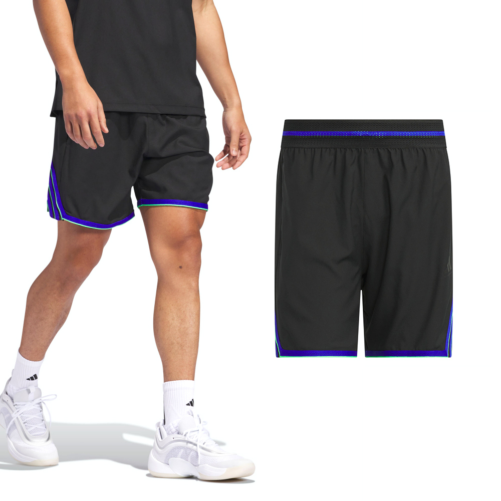 Adidas Crazylite Short 男款 黑藍色 運動 休閒 亞規 口袋 短褲 JN0322