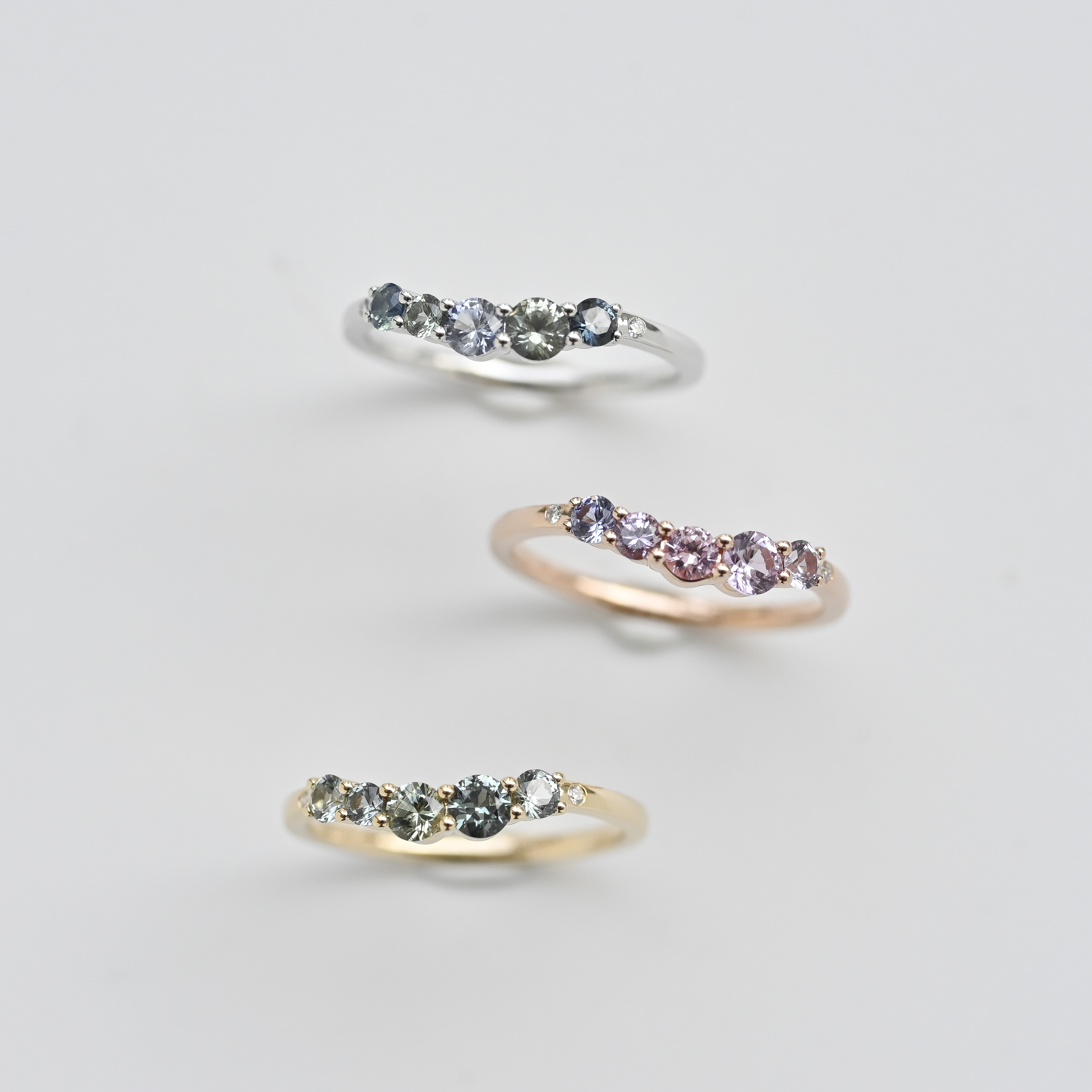 18K Morandi Color Sapphire Diamond Ring