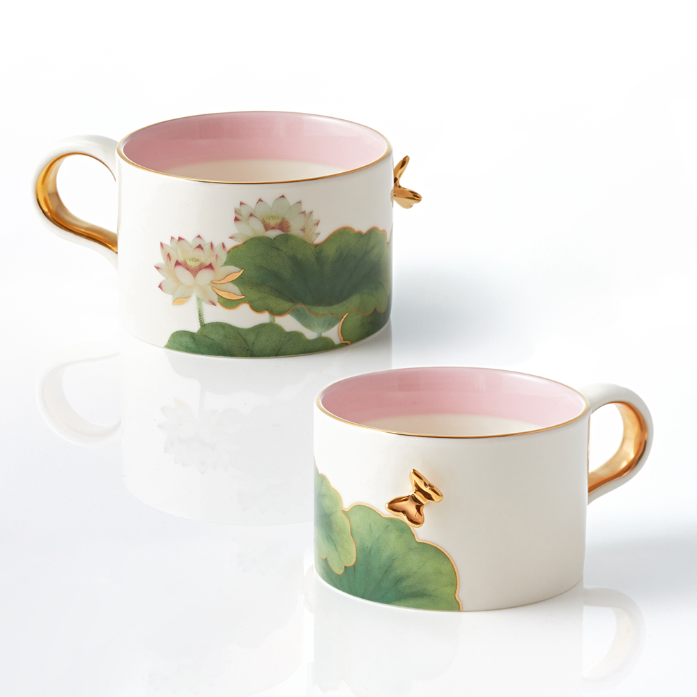 林玉山 蓮池一筋 和美 カップ&プレートセット (ピンク) - その他のカップ - 磁器 ピンク