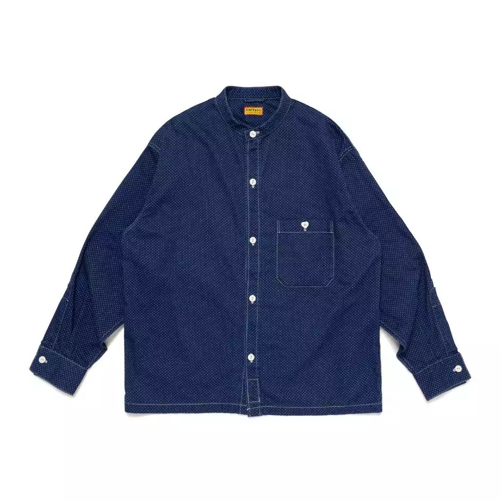 2025SS HUMAN MADE INDIGO STAND COLLAR SHIRT 點點 長袖 襯衫 現貨 HM29SH001