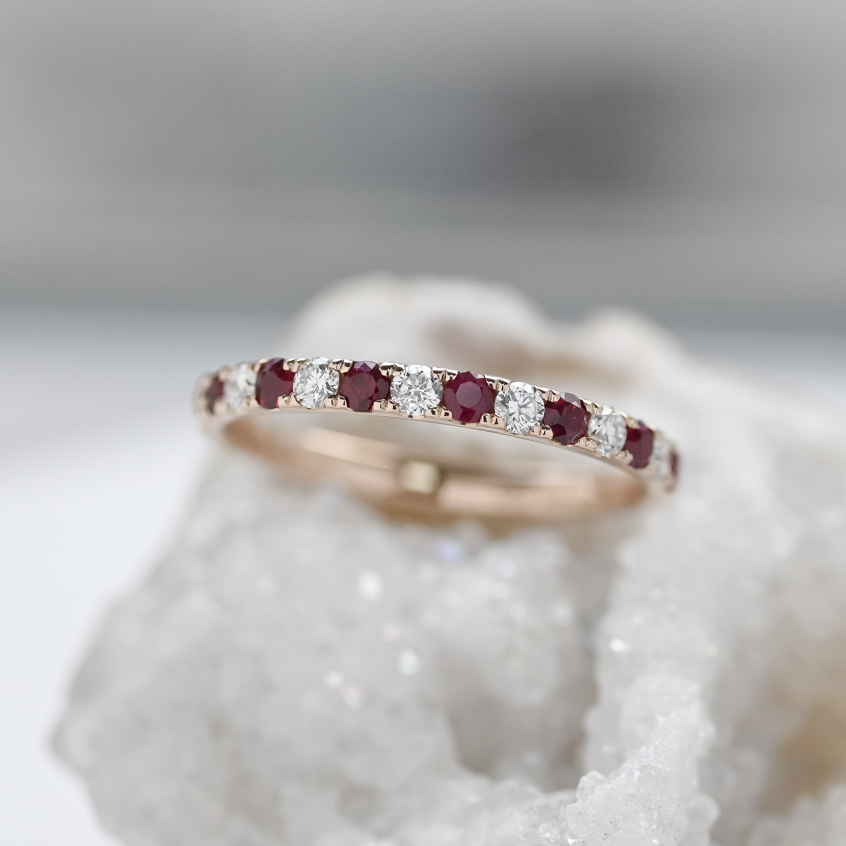 18K 2.0mm Ruby Half Eternity Ring
