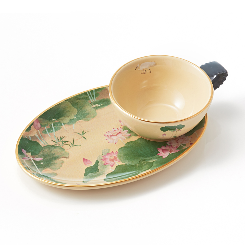 林玉山蓮池滿塘荷樂杯盤組