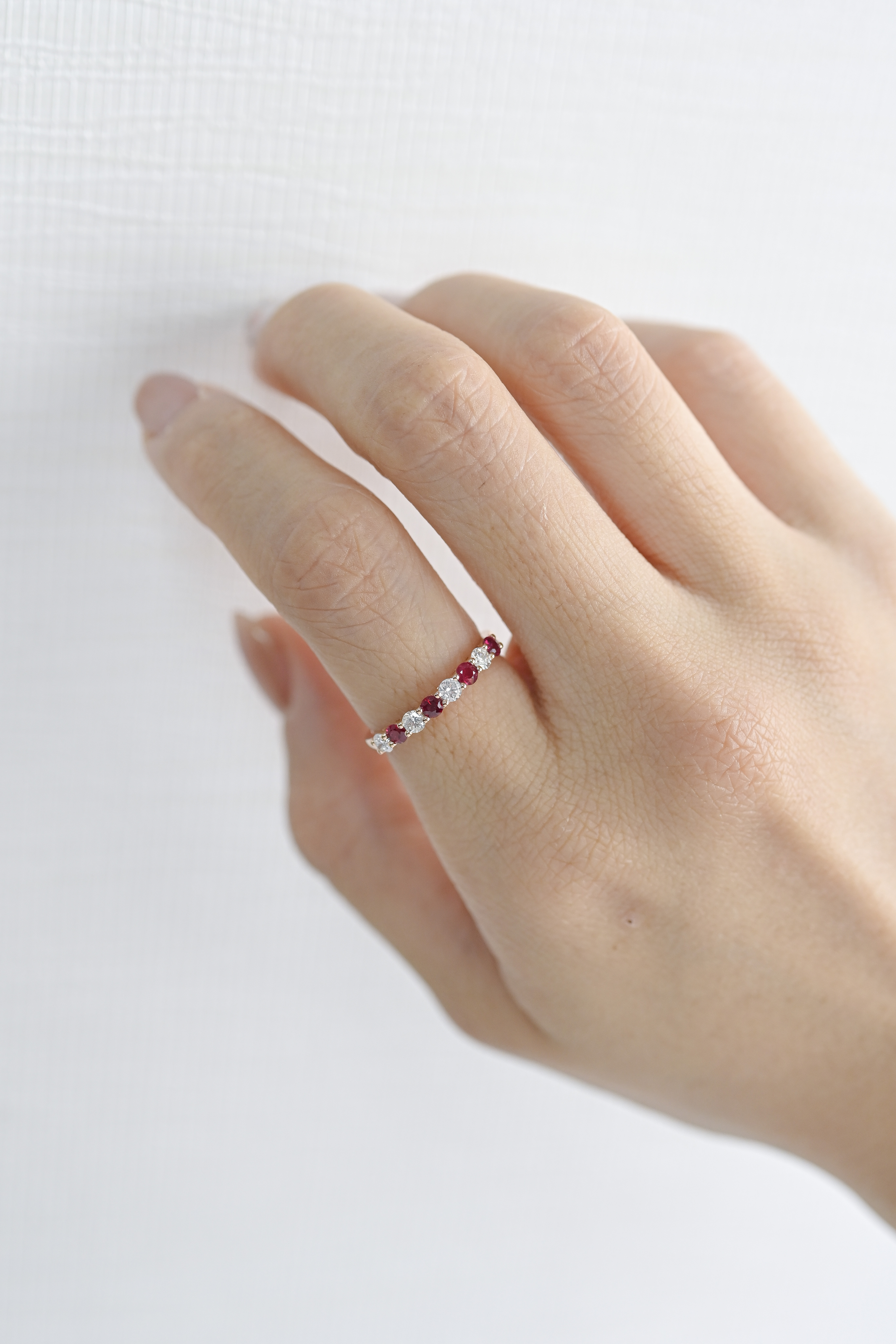 18K 2.6mm Ruby Half Eternity Ring