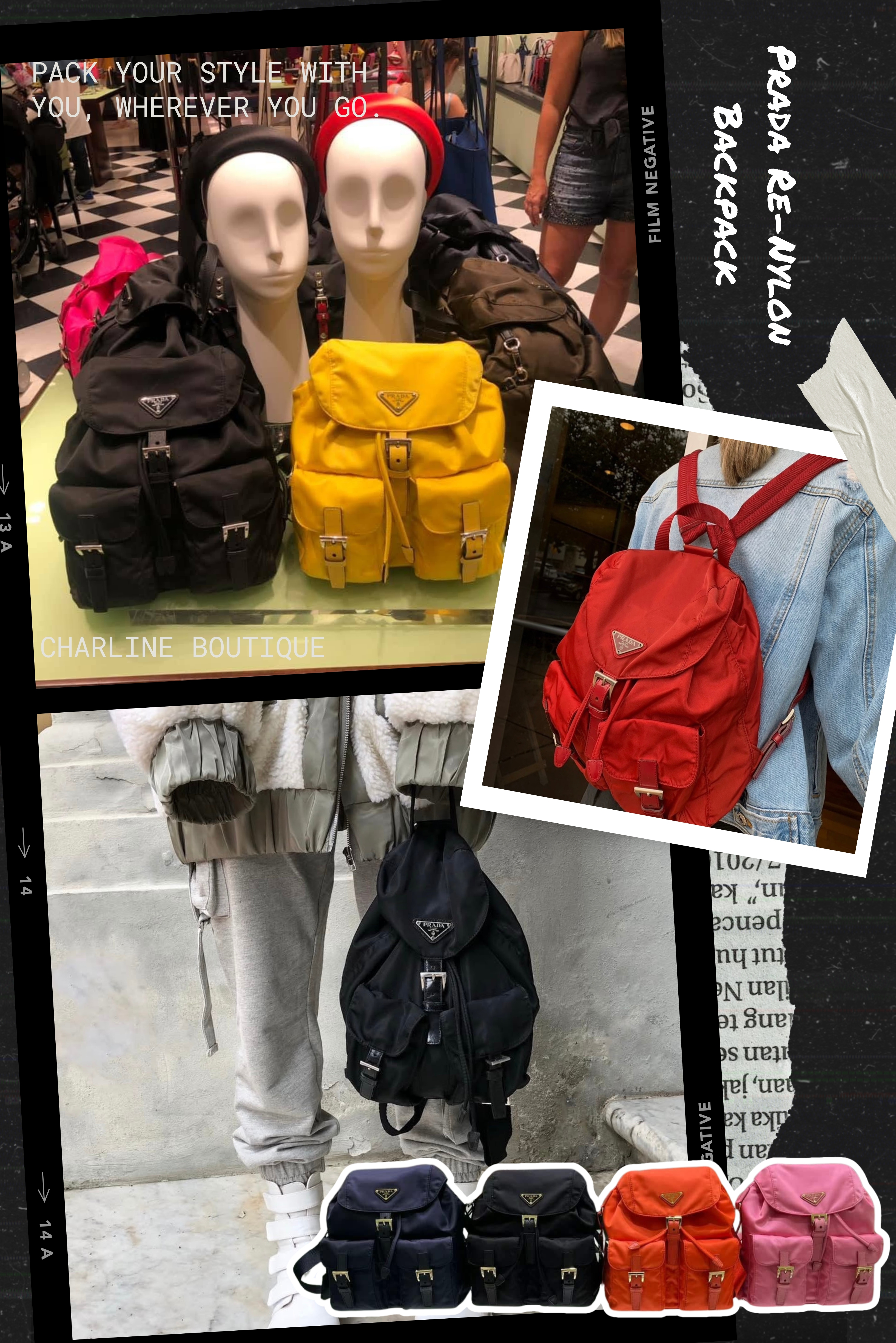 Prada Re-Nylon Backpack——輕盈、百搭、環保，這款真的必收！  Prada Re-Nylon 後背包可說是眾多後背包中最輕盈的一款，採用 Re-Nylon 再生尼龍材質，也是環保材質中的資優生，別看環保材質不耐用，防水抗污他都能做到。其經典軍旅風設計搭配 三角金屬 LOGO，低調卻充滿奢華質感。包款也可以擁有其他後背包應該有的實用度！不管可收納手機、錢包、iPad 等必需品都難不倒，尺寸的選擇上一樣有兩個尺寸，✅ 小號（22 x 27 x 12 cm）✅ 中號（28 x 33 x 15 cm）一中一小跟另一半一起背起來當情侶包，CP值絕對是眾多後背包裡面超高的一款。
