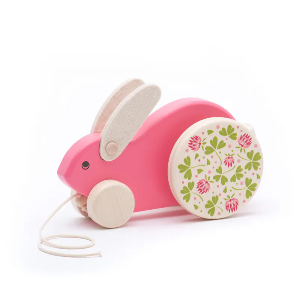 【BAJO】動物系列 | 大跳跳兔-拉繩玩具 (粉色)