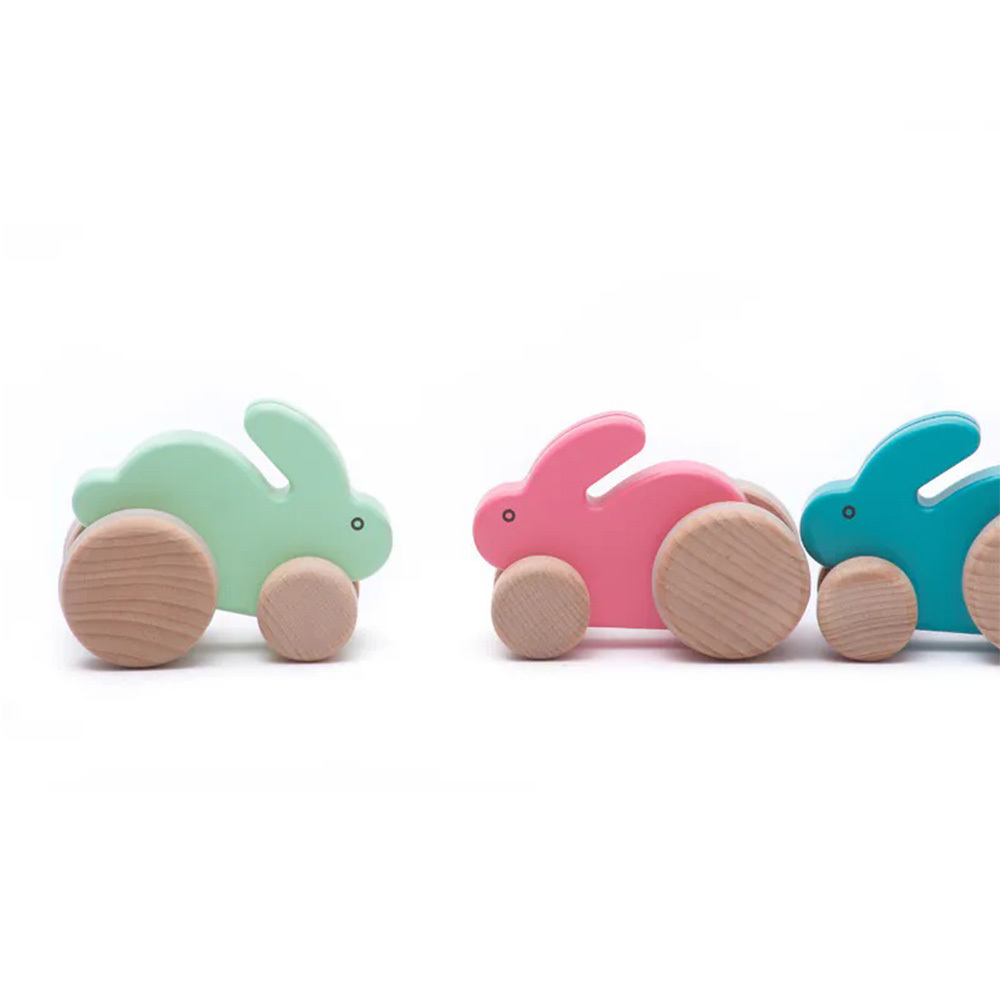 【BAJO】動物系列 | 小跳跳兔-拉繩玩具 (粉色)