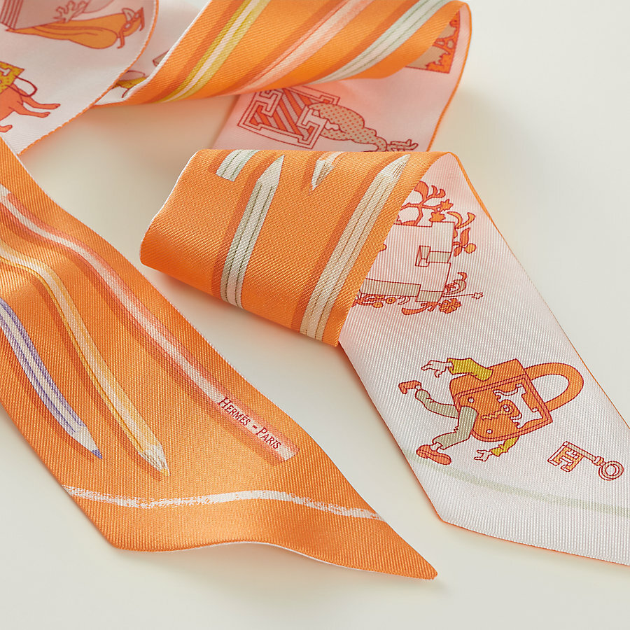 HERMES A Vos Crayons et Carre Libre Twilly mandarine / vert amande / jaune