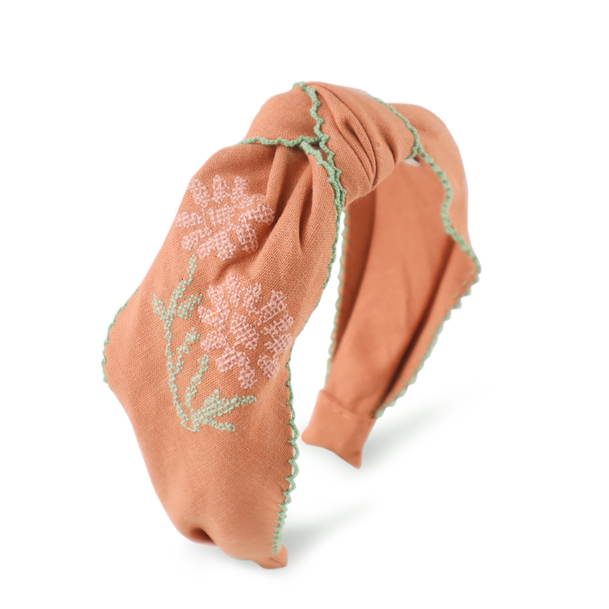 〖 Gingersnaps 〗可可刺繡花朵布面髮箍