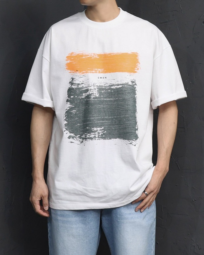 雙色塗料寬鬆短袖T恤